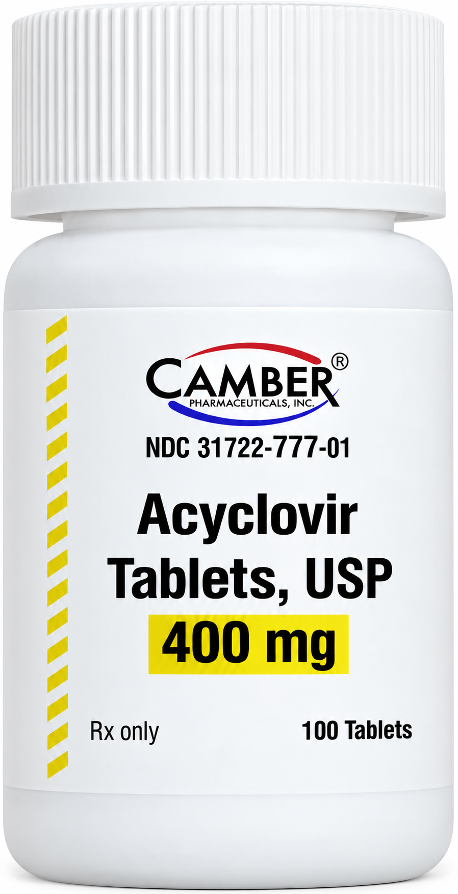 (Zovirax) Acyclovir 400mg - 100 tablets (NDC#31722-777-01 LOT#FD258061)