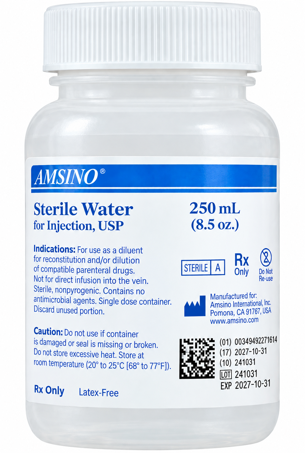 Sterile Water for Irrigation- Not for Injection-250mL Bottle