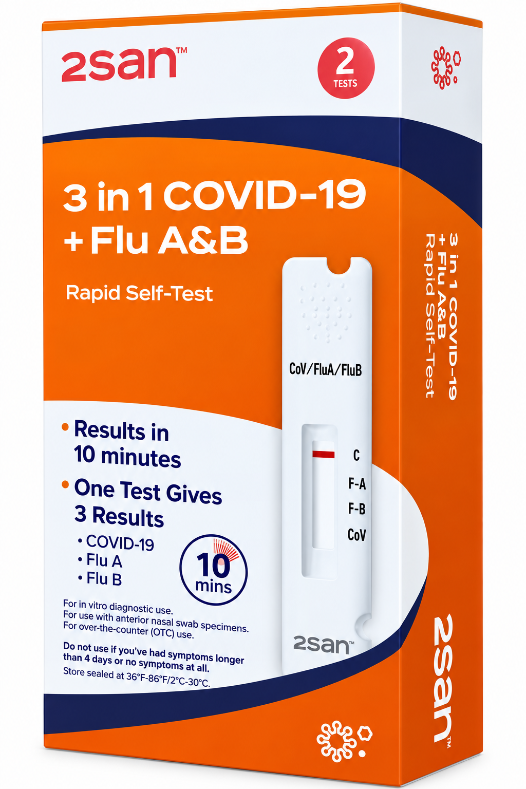 3 in 1 Covid-19 + Flu A&B Rapid Self-Test-#1 test included (NDC#05005-2335-39)