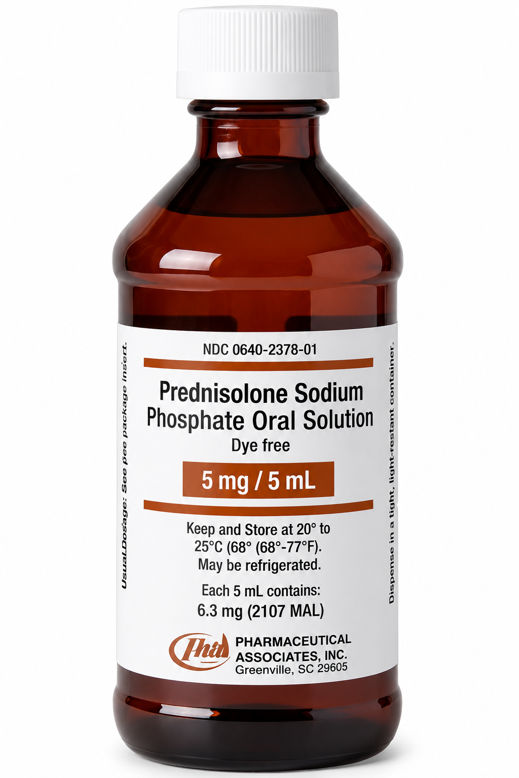 (Prelone) Prednisolone Sodium Phosphate 15mg/5mL Oral Solution- #237mL bottle(NDC# 0121-0759-08 LOT# 5973)