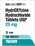 (Atarax) Hydroxyzine HCL 25mg tablets- #100 (NDC# 00093-5061-01 LOT# 9189105)