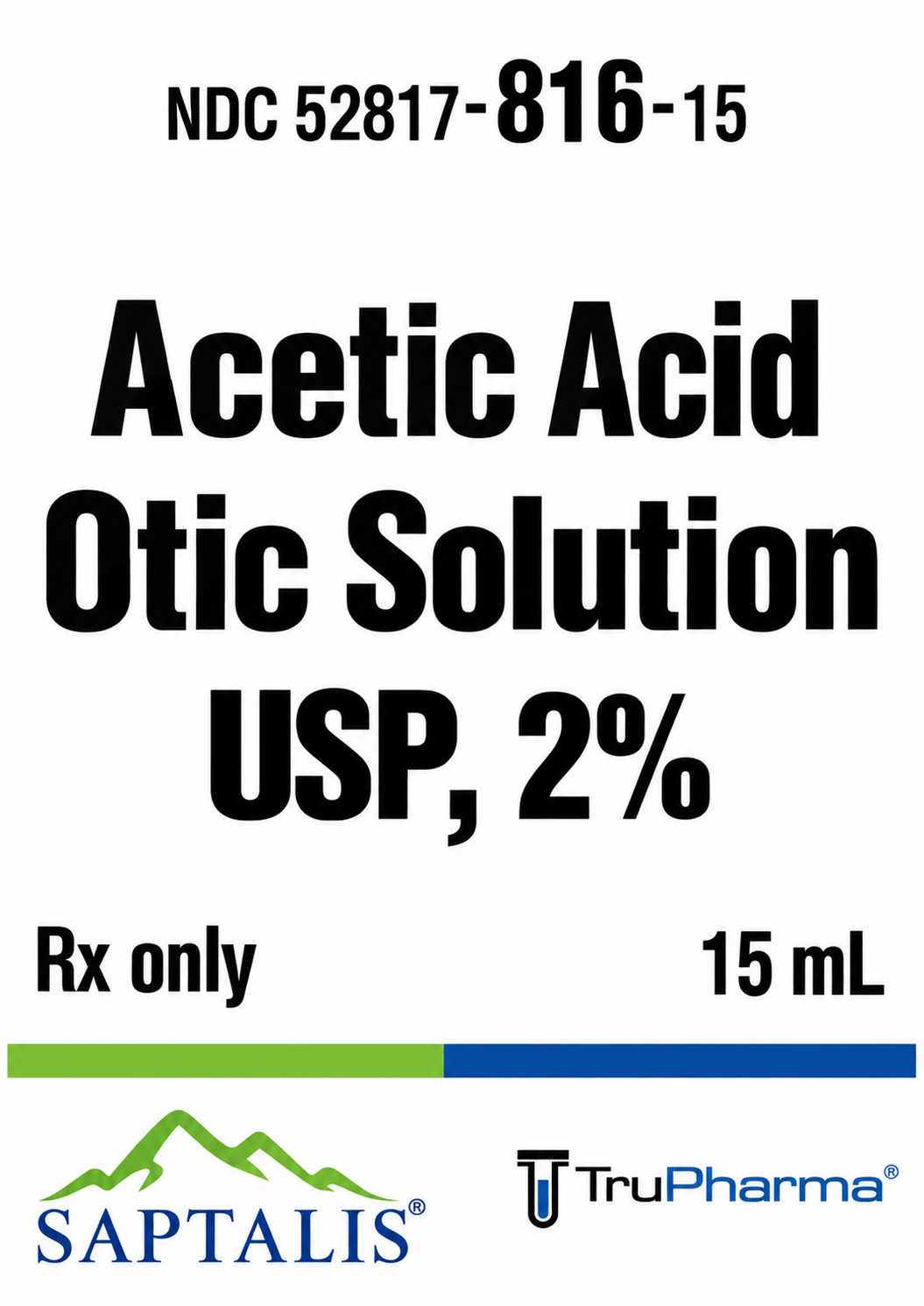 (Vosol Otic) Acetic acid 2% Otic Solution-#15mL (NDC# 52817-0816-15 LOT# 25175AO)