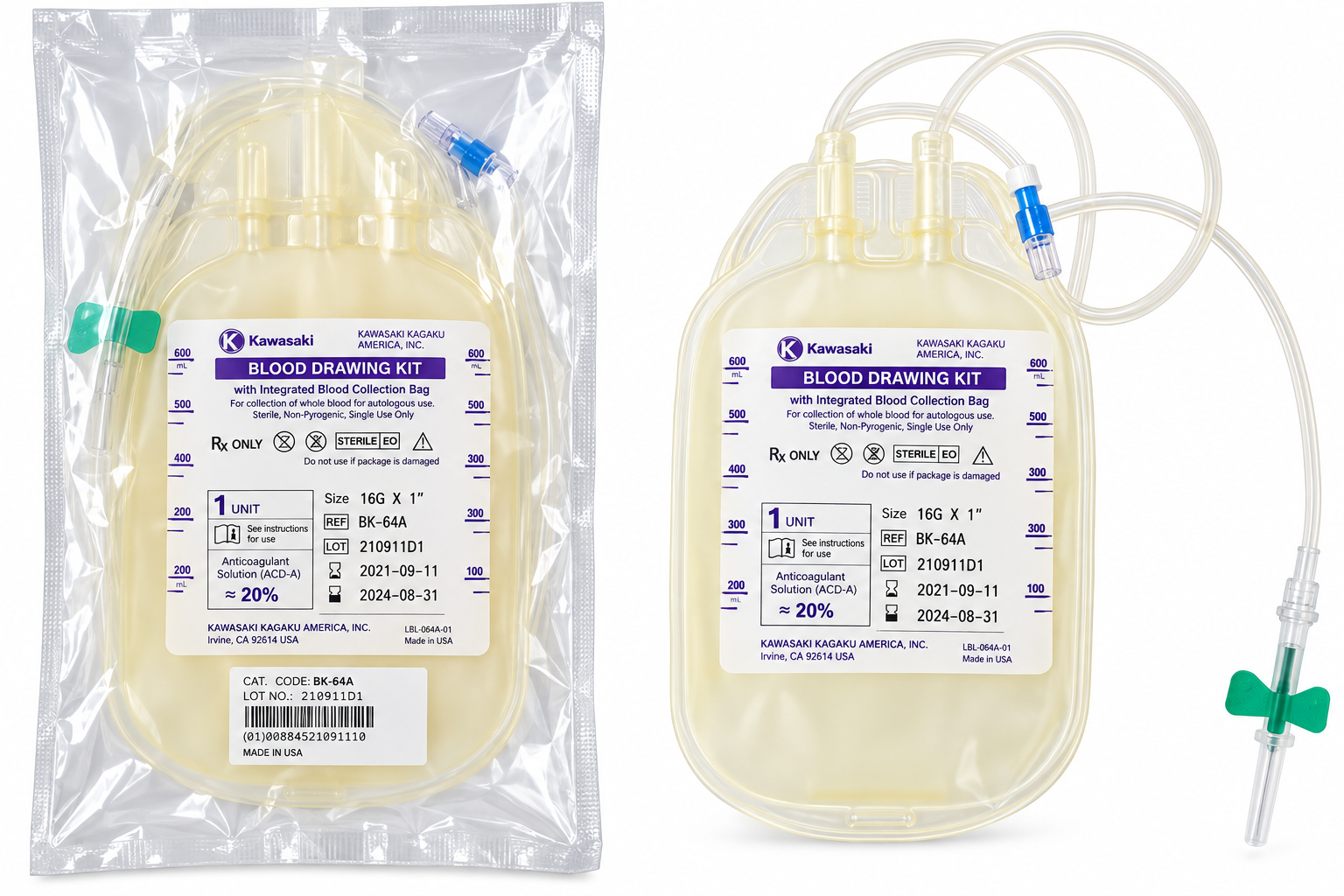 Blood Draw Kit K-Shield® Advantage 600 mL Blood Collection Bag