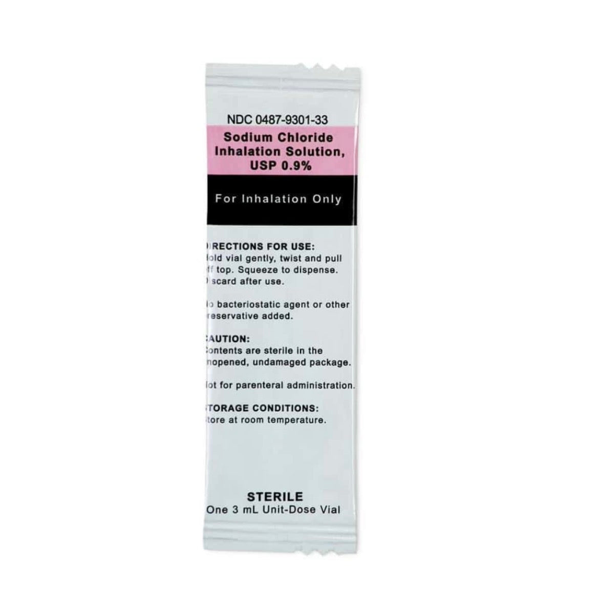 Sodium Chloride Inhalation Solution 0.9%- SINGLE 3mL Ampule -(NDC#0487-9301-33 LOT#529331)