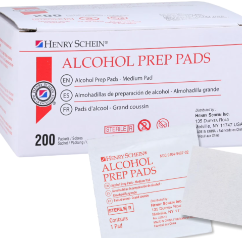 Alcohol Prep Pads- Box of #200 (NDC# 0404-9407-02  LOT# #20240702)