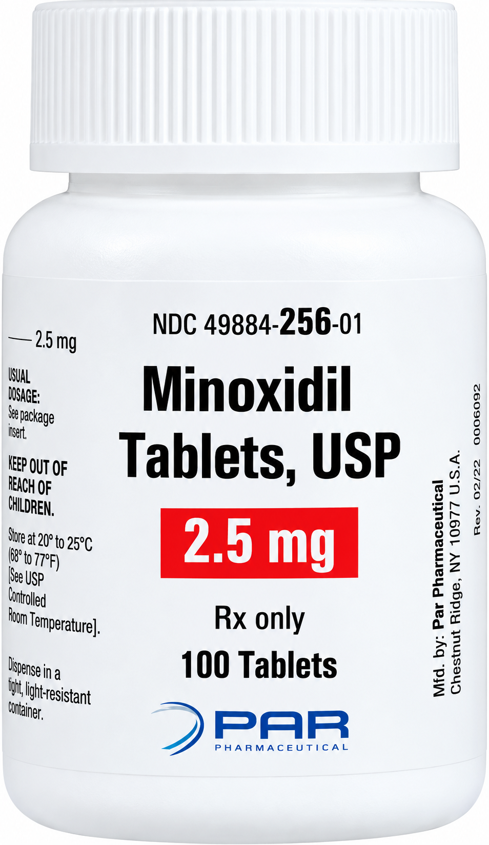 (Loniten) Minoxidil 2.5mg-#100 tablets (NDC# 49884-256-01  LOT#19817501)