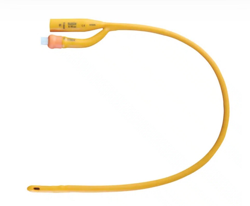Gold 2-Way 16" Foley Catheters Straight Tip Silicone Coated Latex 5cc (LOT#KMA22M0507)