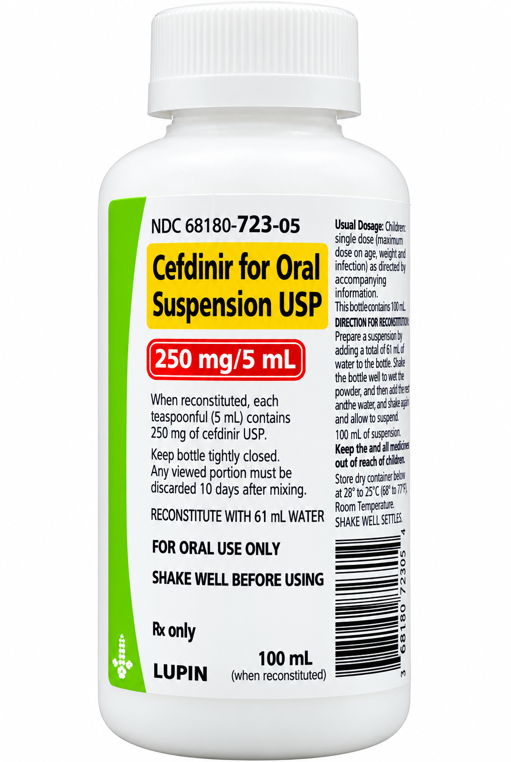 (Omnicef) Cefdinir Oral Suspension 250mg/5mL-#100mL (NDC# 68180-0723-05)