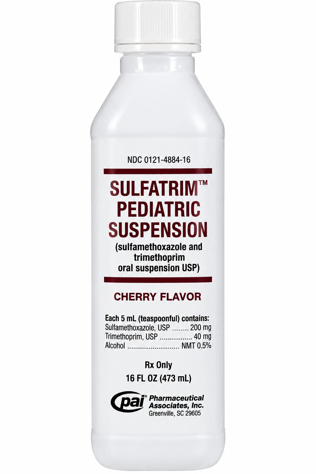 (Septra) Sulfatrim Oral Suspension 200mg/40mg/5mL- Pediatric- Cherry Flavor-#473mL(NDC# 0121-0854-16  LOT# 20046240)