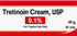 (Retin-A) Tretinoin Topical Cream 0.1%-45 gram tube (NDC: 72578-153-08 LOT: TA1232A)