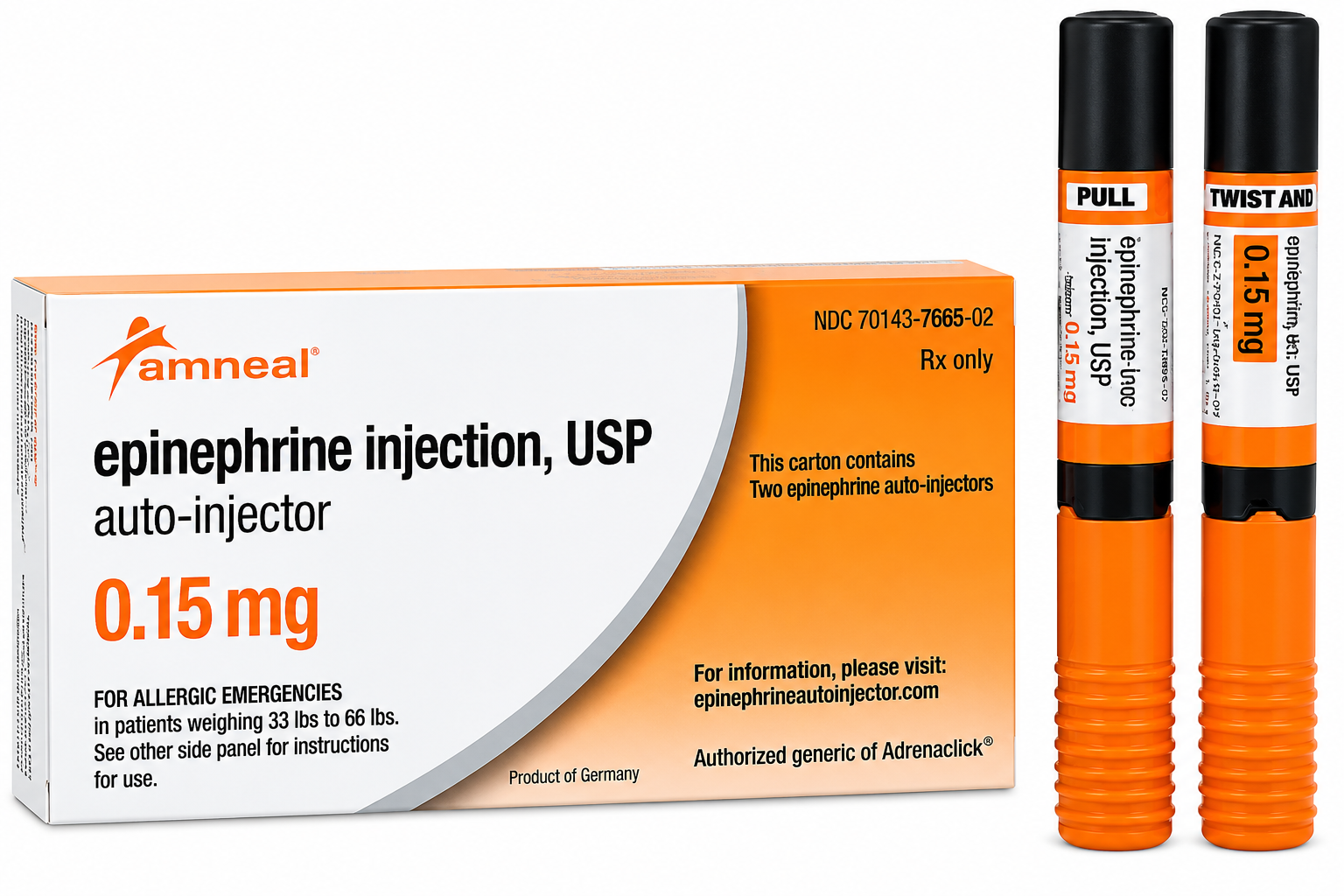 (Epi-Pen Generic) Epinephrine Jr Injection 0.15mg Jr Auto-Injector 2/Package NDC#0115-1695-49 LOT#250525A G250302Z