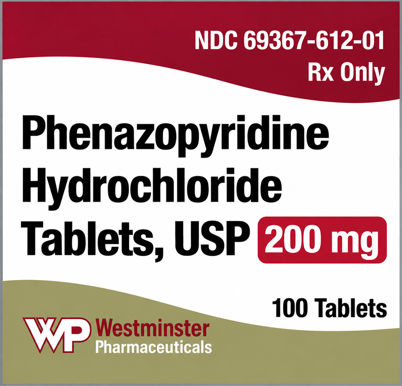 (Pyridium/Azo) Phenazopyridine 200mg #100 tablets (NDC#65162-682-10 LOT#BL03425A)