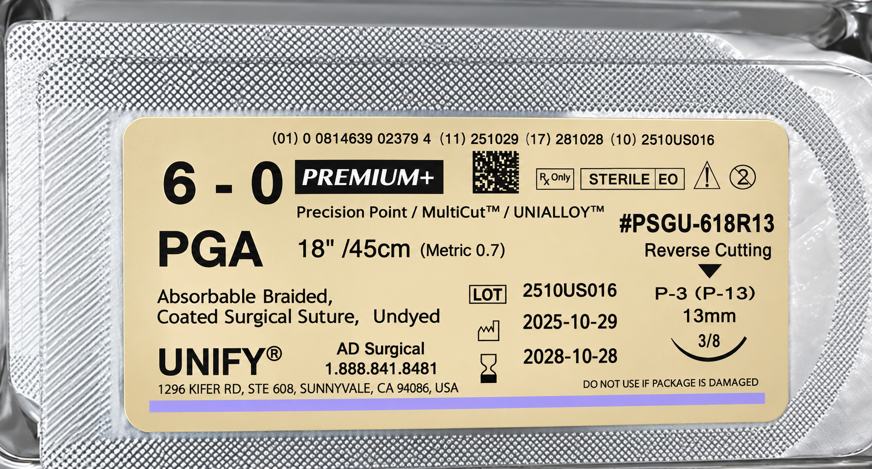 PREMIUM+ PGA 6-0 (P-3) Absorbable Suture (Vycryl or Equivalent)Premium Replacement Suture