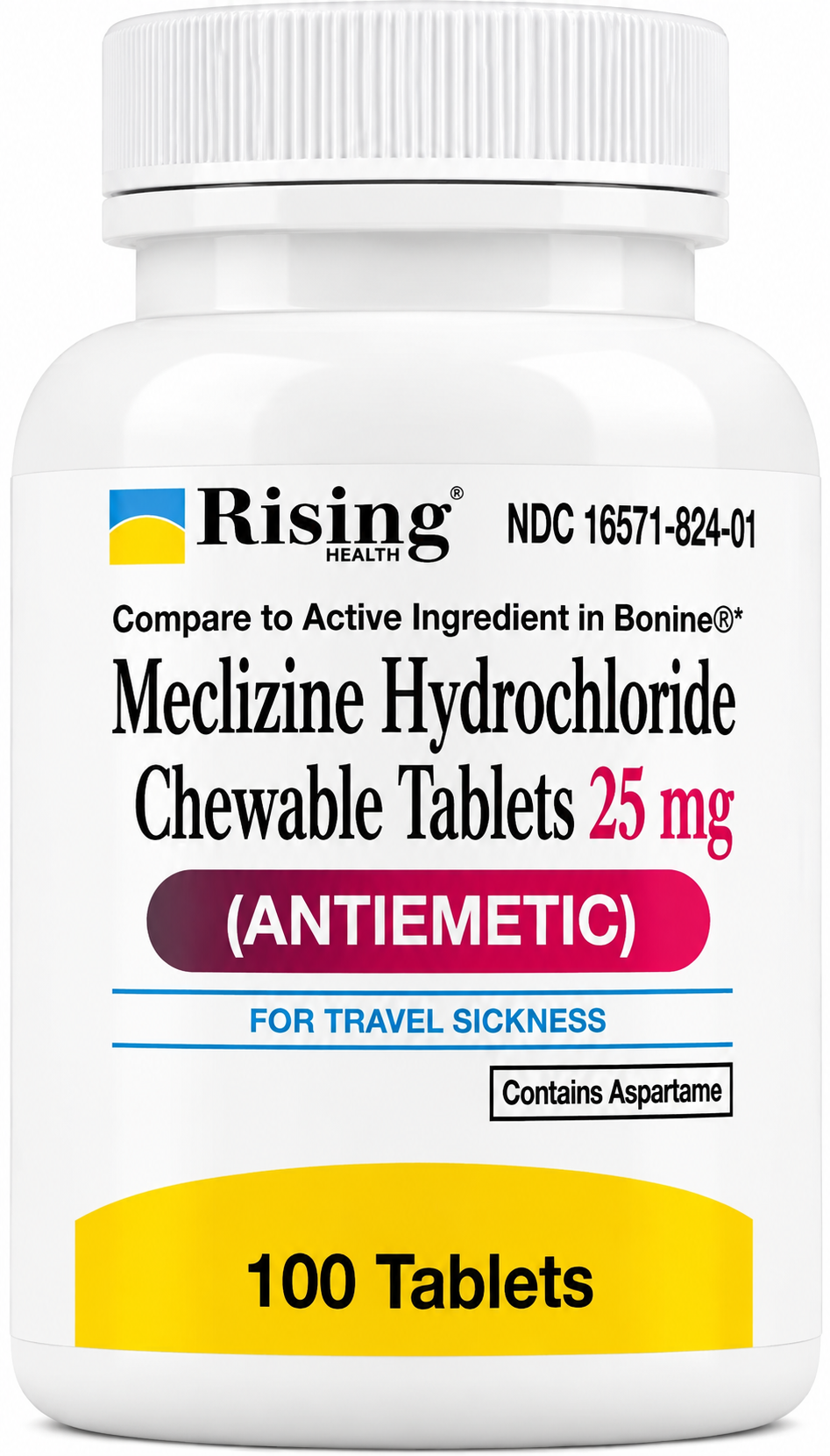 (Antivert) Meclizine Hydrochloride Chewable Tablet 25mg-#100 (NDC# 16571-824-01 LOT#PML26007)