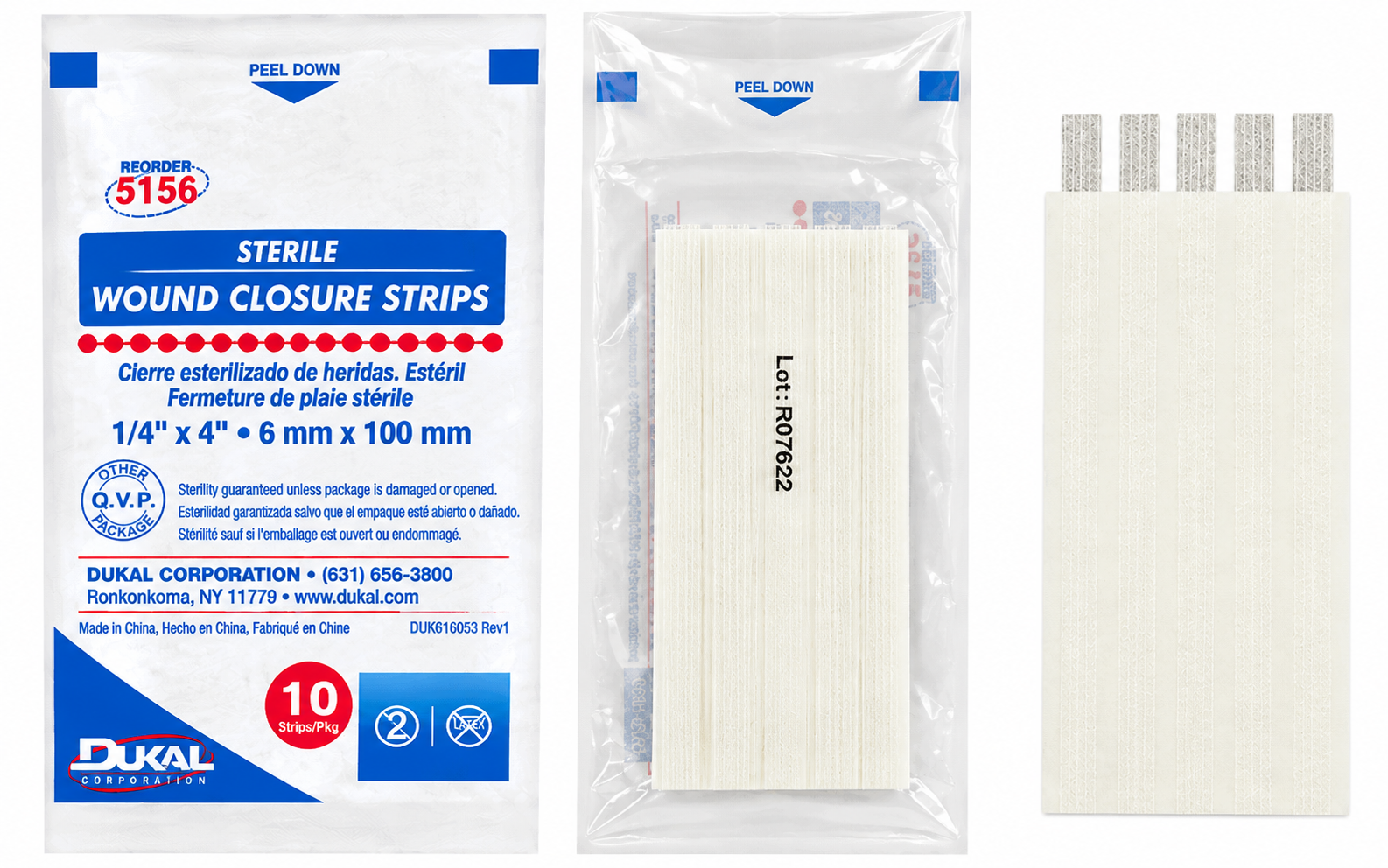 Sterile Wound Closure Strips, 1/4" x 4"- (Steri-Strip Equivalent)- Pack of #10