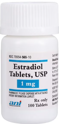 (Estrace) Estradiol 1mg tablets-#100 (NDC#70954-0565-10 LOT#M251028A)