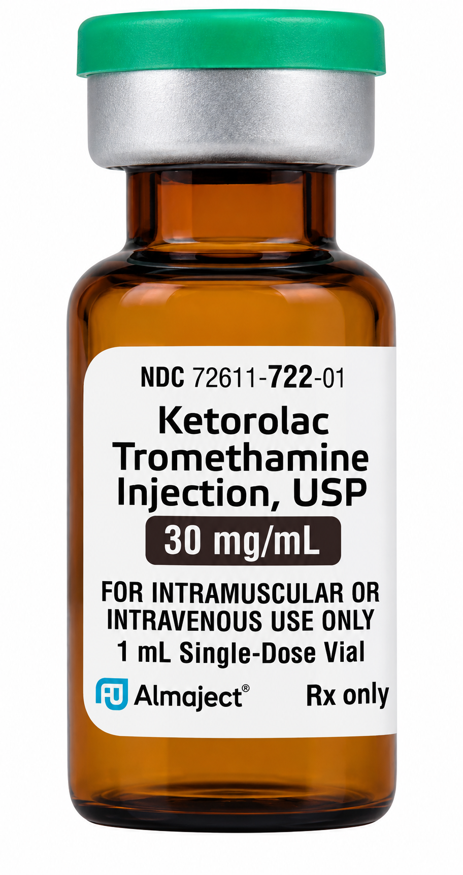 (Toradol) Ketorolac Tromethamine IM/IV Injection 30mg/mL- #1mL Single Dose Vial (NDC#72266-118-25 LOT#G2010275)