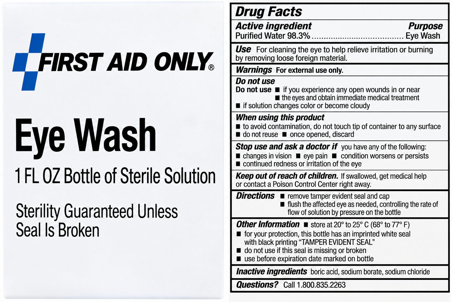 Eyewash Irrigation-(Purified Water 98.3%)-1 oz bottle (LOT: 2262692)
