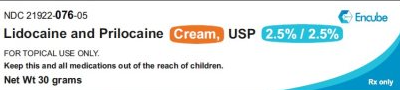 Lidocaine Prilocaine Topical Cream (EMLA Cream, similar to LET without epinephrine) 2.5%/2.5% -#30 gram tube (NDC#21922-0076-05  LOT#5MO02)