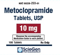 (Reglan) Metoclopramide HCl  10mg-#100 tablets NDC#50228-0233-01 LOT#25J346154)