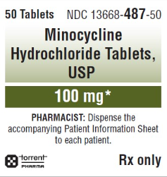 (Minocin) Minocycline HCL 100mg Capsules- #50 (NDC# 13668-0487-50 LOT#4GY7M002)