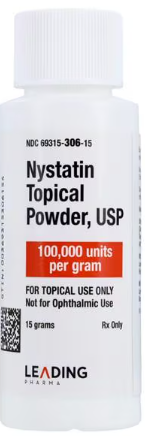 (Nystop) Nystatin Topical Powder 100,000U/gm-#15 gram bottle (NDC#69315030615 LOT#PL24133)