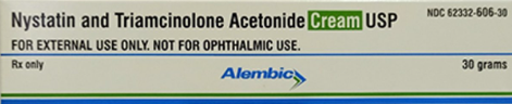 (Mycolog ll) Nystatin/Triamcinolone Topical Cream 100,000U/1mg-30 gram tube (NDC#62332-0606-30LOT#250556)