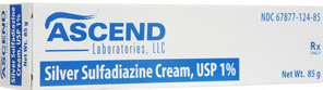 (Silvadene) Silver Sulfadiazine 1% Topical Cream-85 gram tube (NDC#67877-124-85 LOT#N1117))
