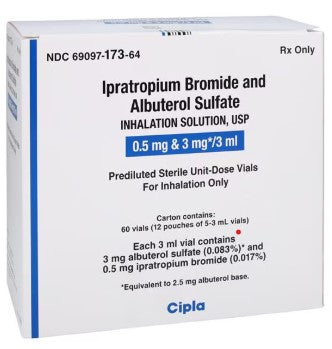 (DuoNeb) Ipratropium/Albuterol Bromide Inhalation Solution 0.5/3mg per 3mL -#60/Package