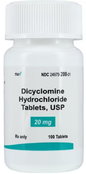 (Bentyl) Dicyclomine HCl Tablets 20mg tablets-#100