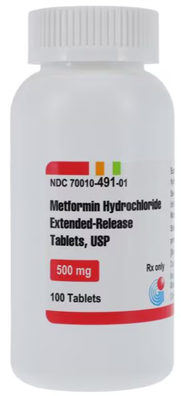 (Glucophage XR ) Metformin HCL Extended-Release Tablets 500mg-#100