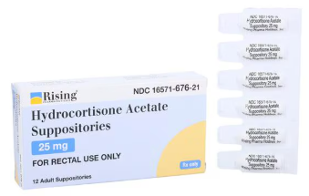 (Anusol-HC) Hydrocortisone Acetate 25mg Rectal Suppository-#12 per box (NDC# 16571-676-21  LOT# 0625010B)