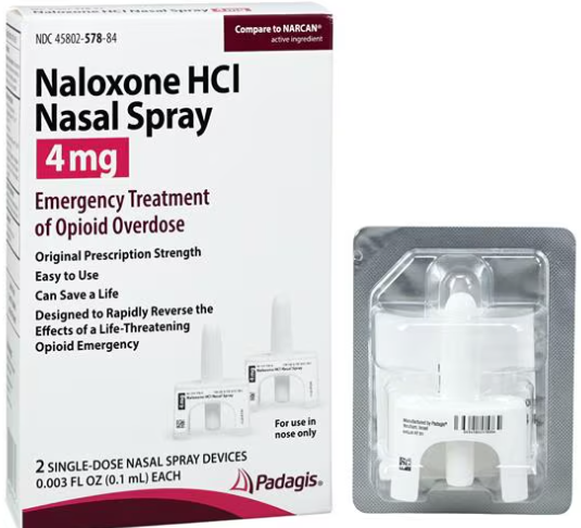 (Narcan) Naloxone HCl Nasal Spray 4mg/0.1mL-Box of 2 nasal sprays
