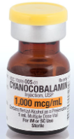 Cyanocobalamin B-12 Injection 1000mcg/mL SDV 1mL(NDC#71288-303-02 &  70069-0005-10 LOT#G1680055)