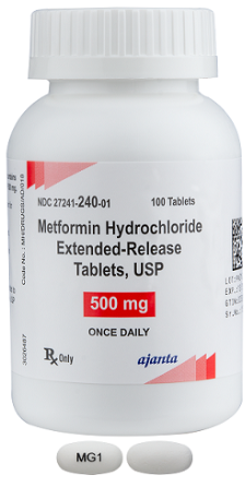 (Glucophage XR ) Metformin HCL Extended-Release Tablets 500mg-#100 (NDC#27241-240-01 LOT#PA05005)