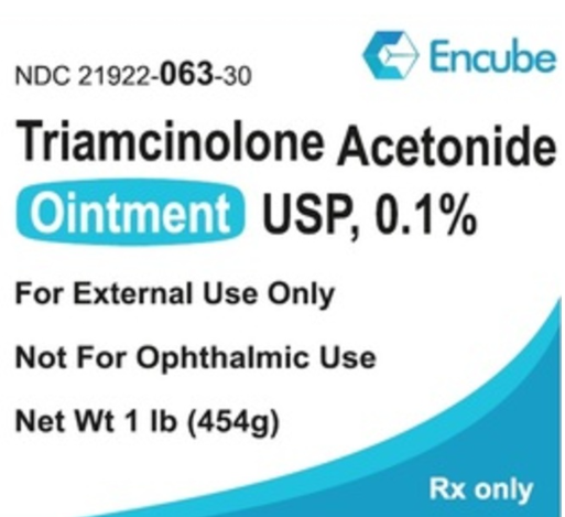 (Kenalog Topical) Triamcinolone Acetonide Topical Ointment 0.1%- 1 pound jar (NDC:21922-0063-30 LOT:5JE246)