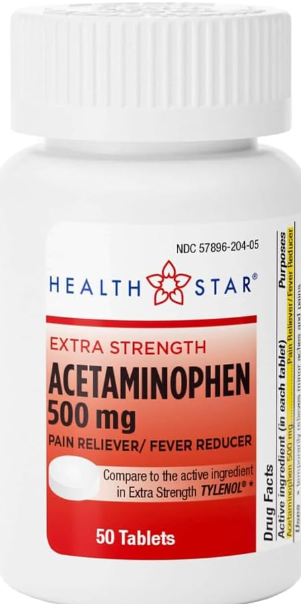 (Tylenol) Acetaminophen Extra Strength 500mg-#50 tablets (NDC# 57896-0219-05 LOT# 201Z01)
