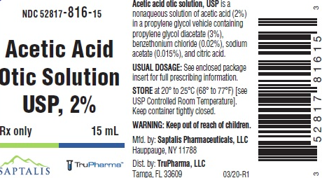 (Vosol Otic) Acetic acid 2% Otic Solution-15mL (NDC# 52817-0816-15 LOT# 25175AO)