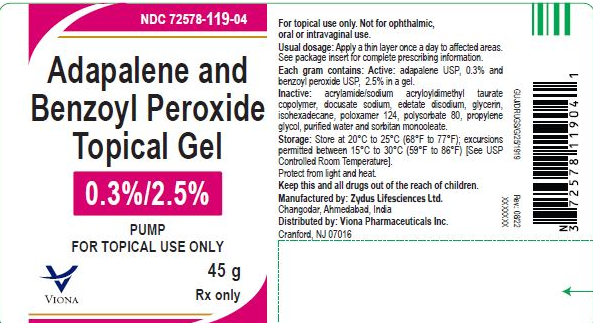 (Epiduo Forte Gel 0.3%/2.5%) Adapalene and Benzoyl Peroxide Topical Gel Pump 0.3%/2.5% -#45 gram  (NDC 72578-0119-04)
