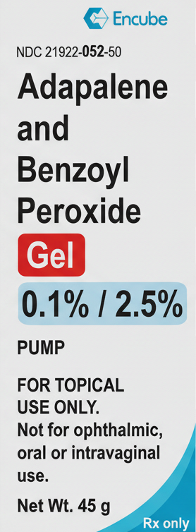 (Epiduo Gel) Adapalene and Benzoyl Peroxide Topical Gel Pump 0.1%/2.5% -#45 gram  (NDC 21922-0052-50)