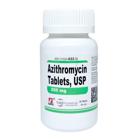 Azithromycin Tablets 250mg Bottle 30/Bt