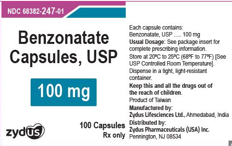 (Tessalon Pearls) Benzonatate 100mg capsules-#100 (NDC-68382-0247-01)