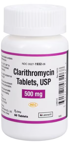 (Biaxin) Clarithromycin 500mg-#60 tablets (NDC#00527-1932-06 LOT# 2412003)