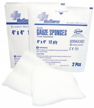 Gauze-Cotton Sponge- 4x4- 12 Ply-Sterile--#1 packet with 2 sheets