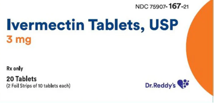 (Stromectol) Ivermectin 3mg unit dose- sold as ONE 3mg tablet (update cart to reflect desired quantity of tablets) NDC# 75907-0167-21 LOT# AV0515)