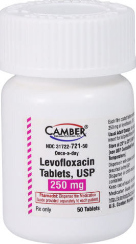 (Levaquin) Levofloxacin 250mg-#50 (NDC# 31722-0721-50 LOT#FD257034)