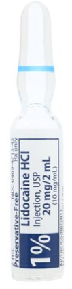 Lidocaine HCl Injection 1%-20mg/2mL-#1 Ampule (2mL) NDC-00409-4713-42 LOT-HY0361