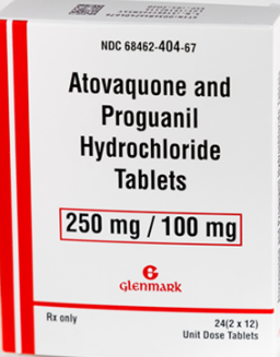(Malarone) Atovaquone/Proguanil HCL 250/100mg-#24 Unit Dose tablets (NDC#  68462-0404-67 LOT# 19253157)