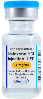 (Narcan Injection) Naloxone HCl Injection 0.4mg/mL SDV-# 1mL vial (NDC# 70756-0658-82 LOT# BT3Y009)