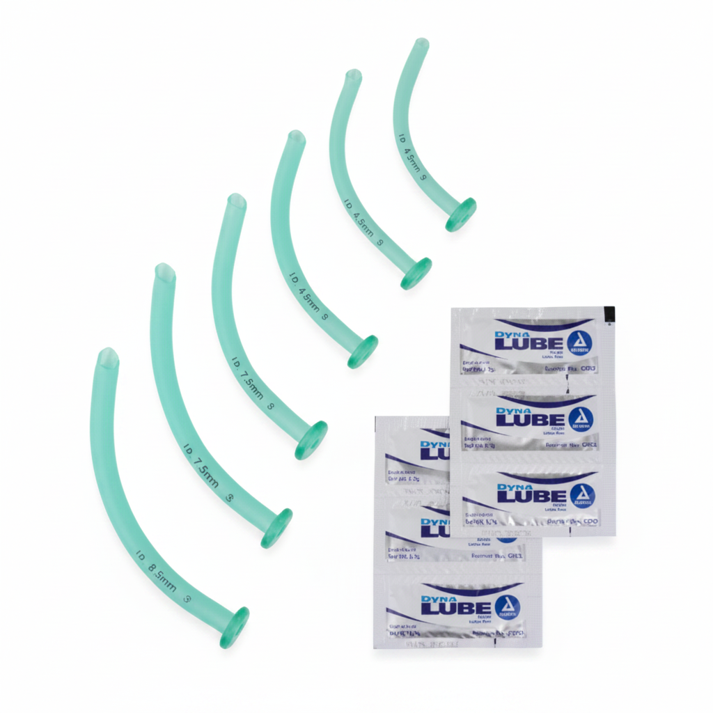 Nasopharyngeal Airway Kit-6 sizes (22FR,24FR,26FR,28FR,30FR,32FR) with 6 packets of lube